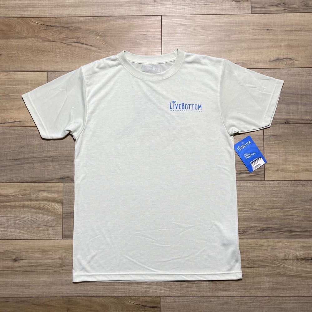 Live‎ Bottom Performance Fishing Mens Short Sleeve Graphic Shirt Medium White